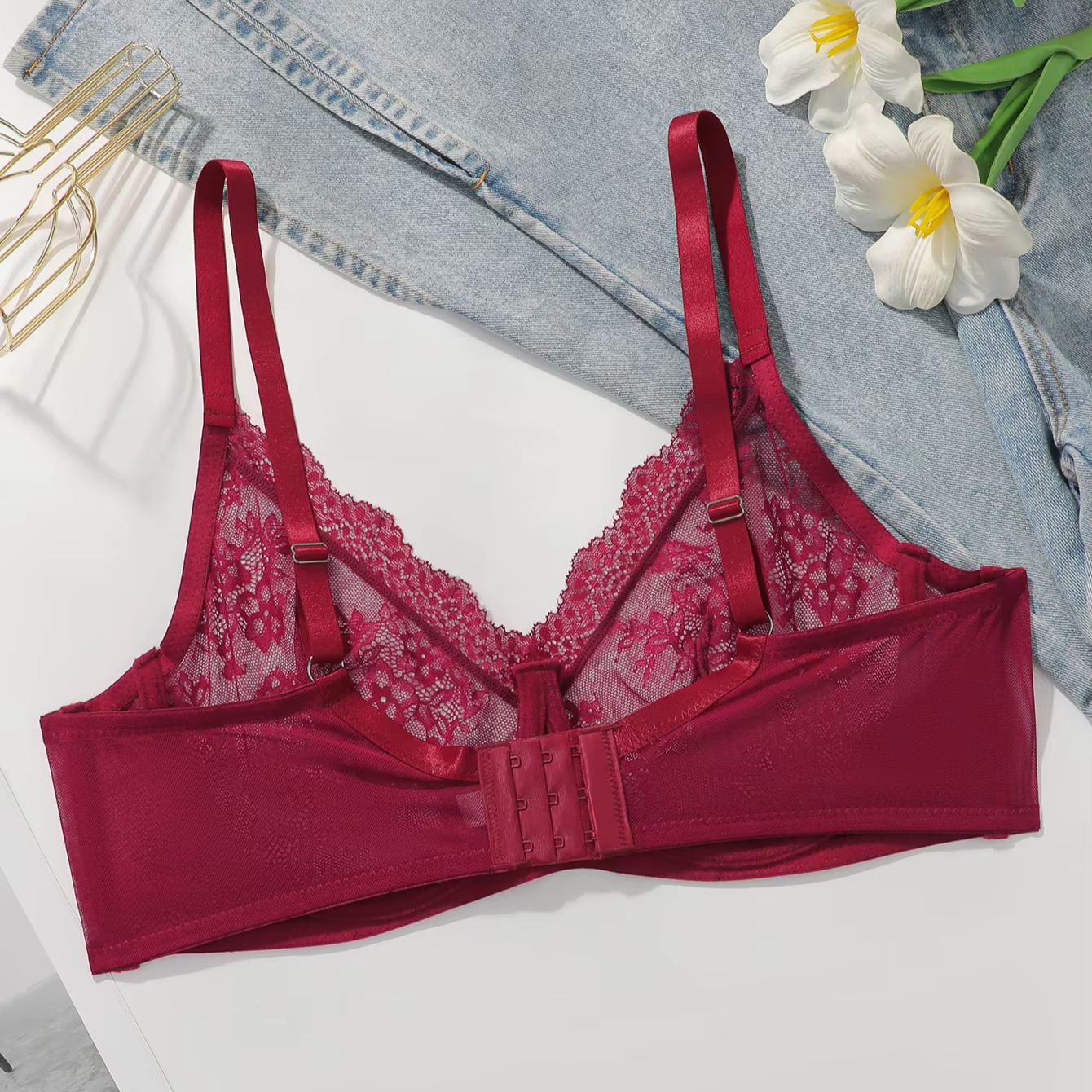 Women Plus Size Red Lace Sheer - Sheer Bra Lace recensione e prezzo