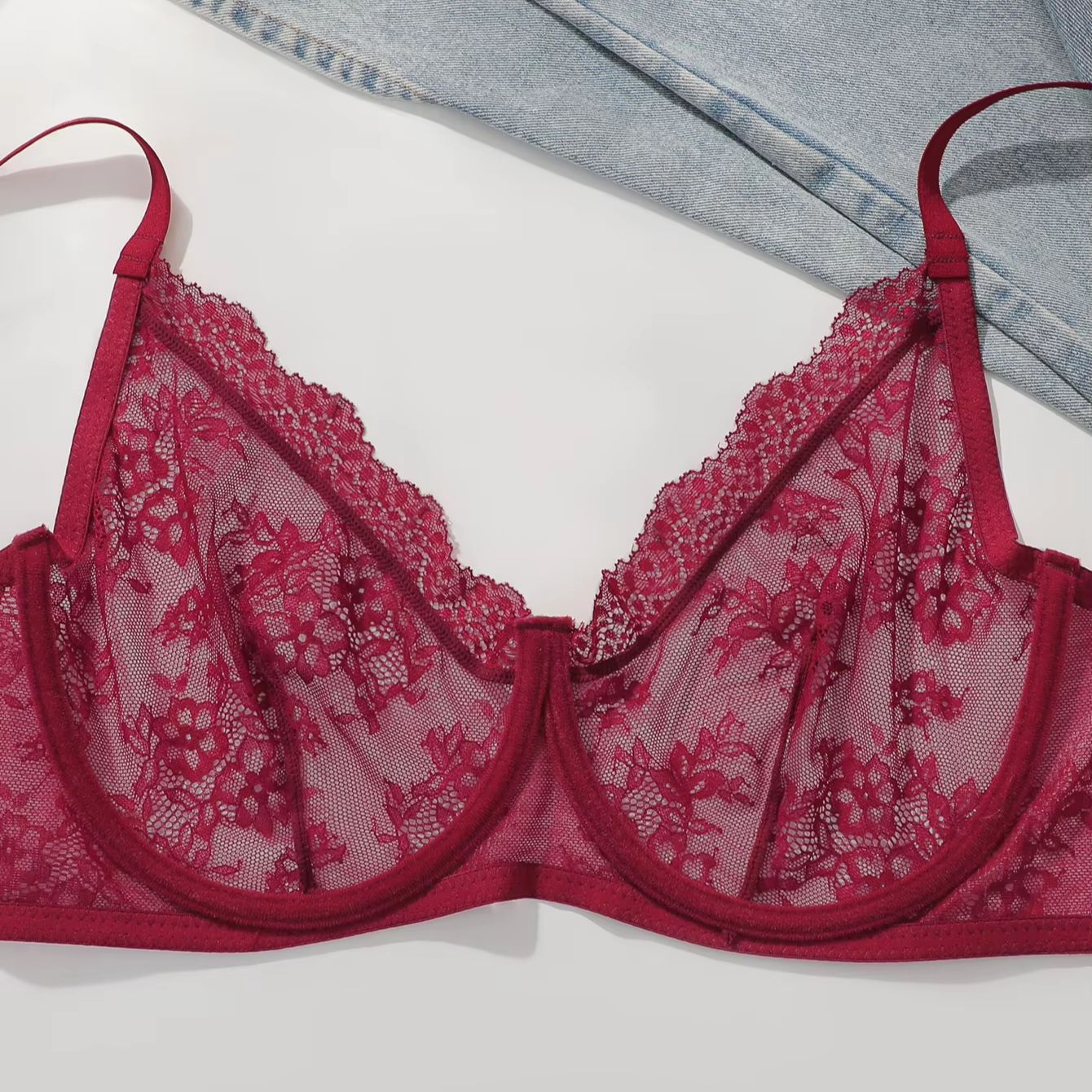 Women Plus Size Red Lace Sheer - Sheer Bra Lace recensione e prezzo