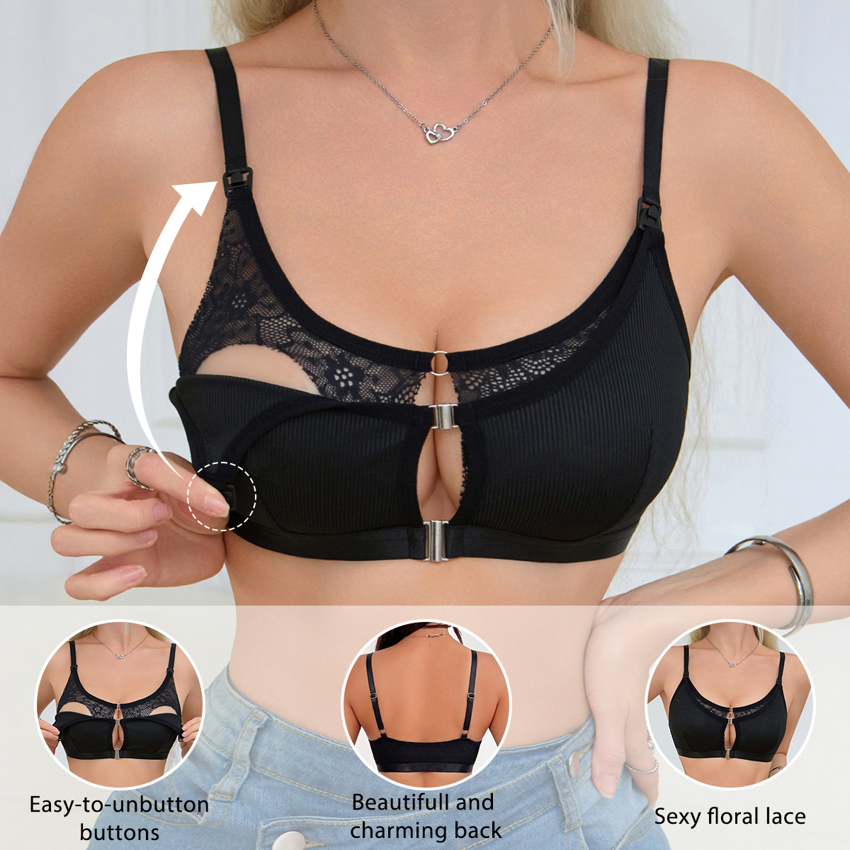 Black Comfortable Front Clasp  - Nursing Bra Clip recensione e prezzo