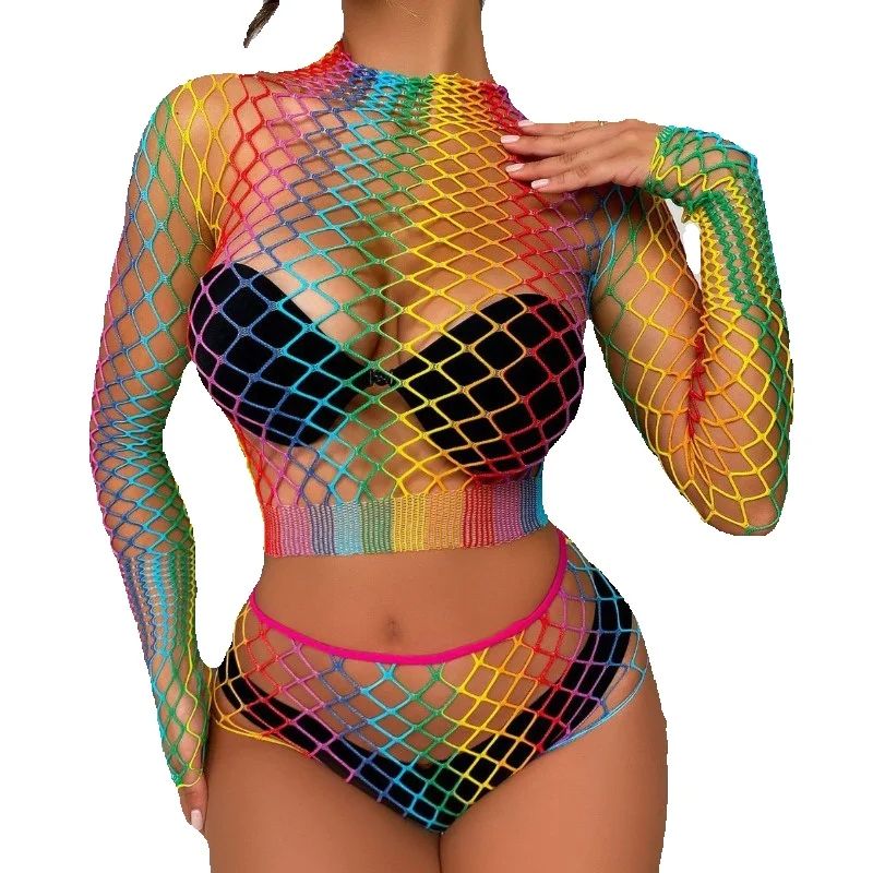 Sexy Rainbow Mesh Lingerie Set - Sheer Bra Lace recensione e prezzo