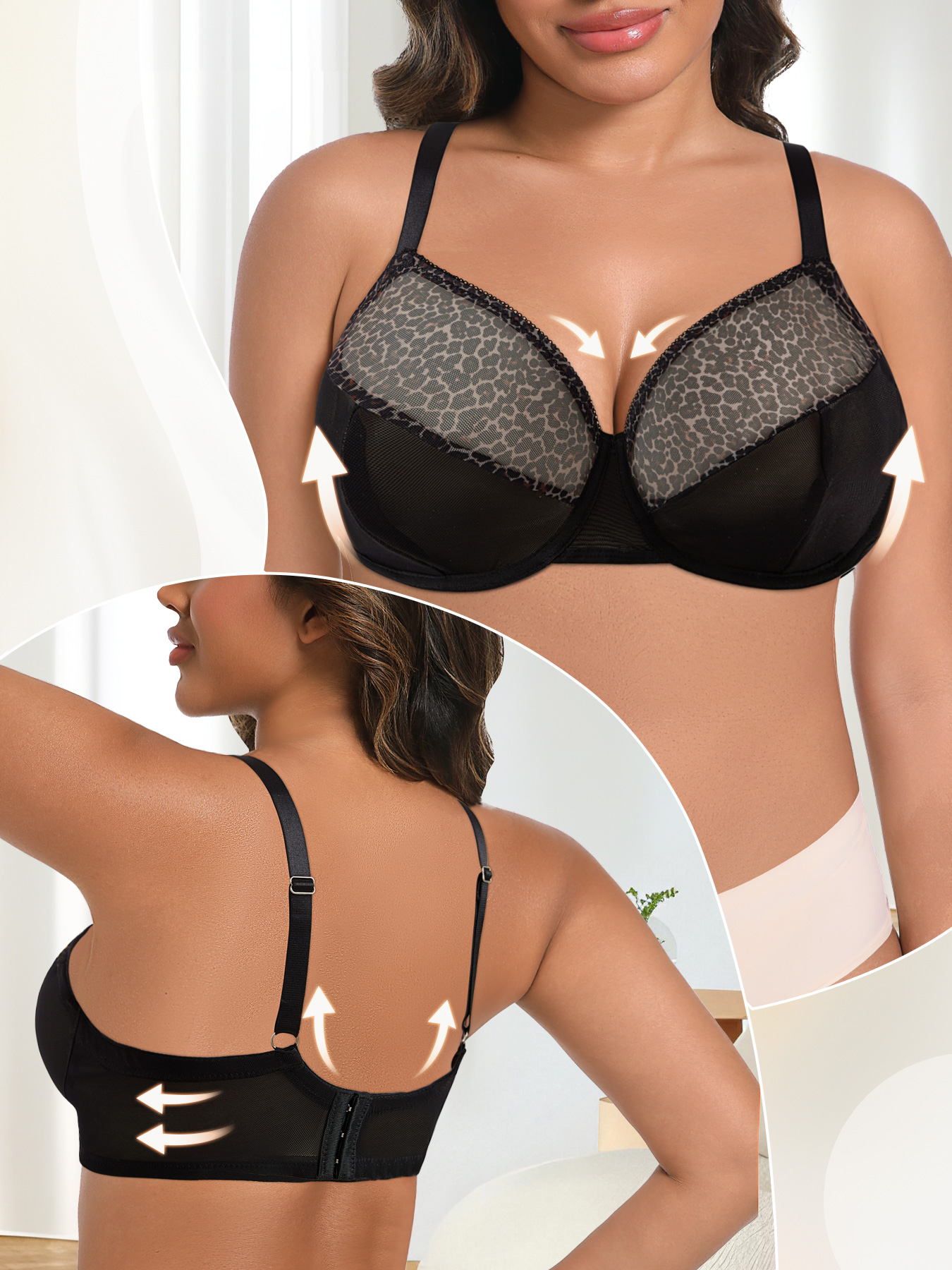 Plus Size Sexy Leopard Print & - Sheer Bra Lace recensione e prezzo