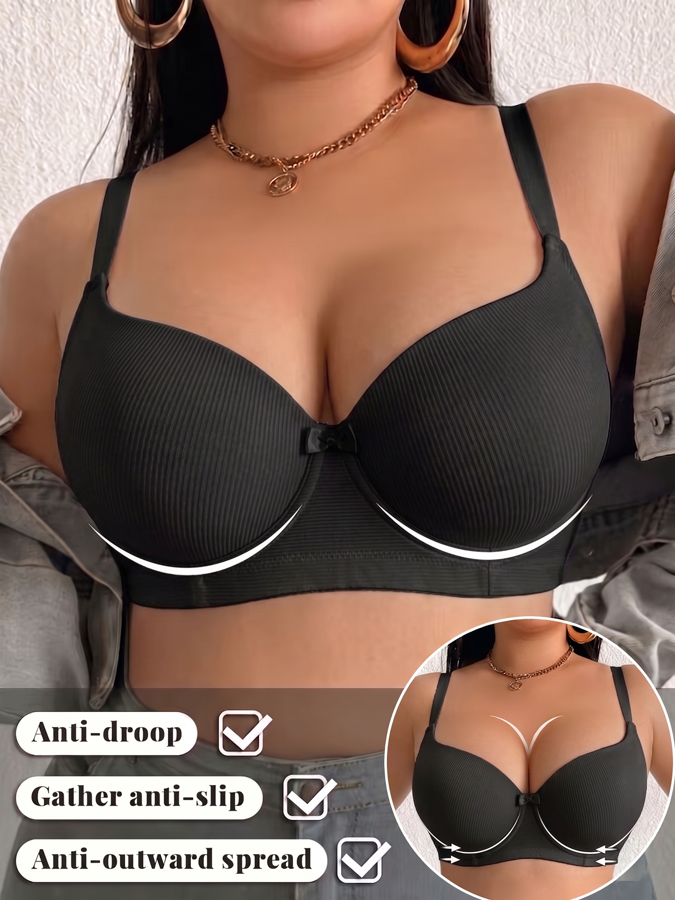Plus Size Ribbed Women Bra Thi - Minimizer Bra Women recensione e prezzo
